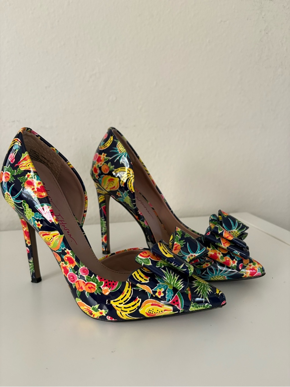 Betsey Johnson Prince Navy Fruit & Floral Pointed-Toe Stiletto Pumps with Bow